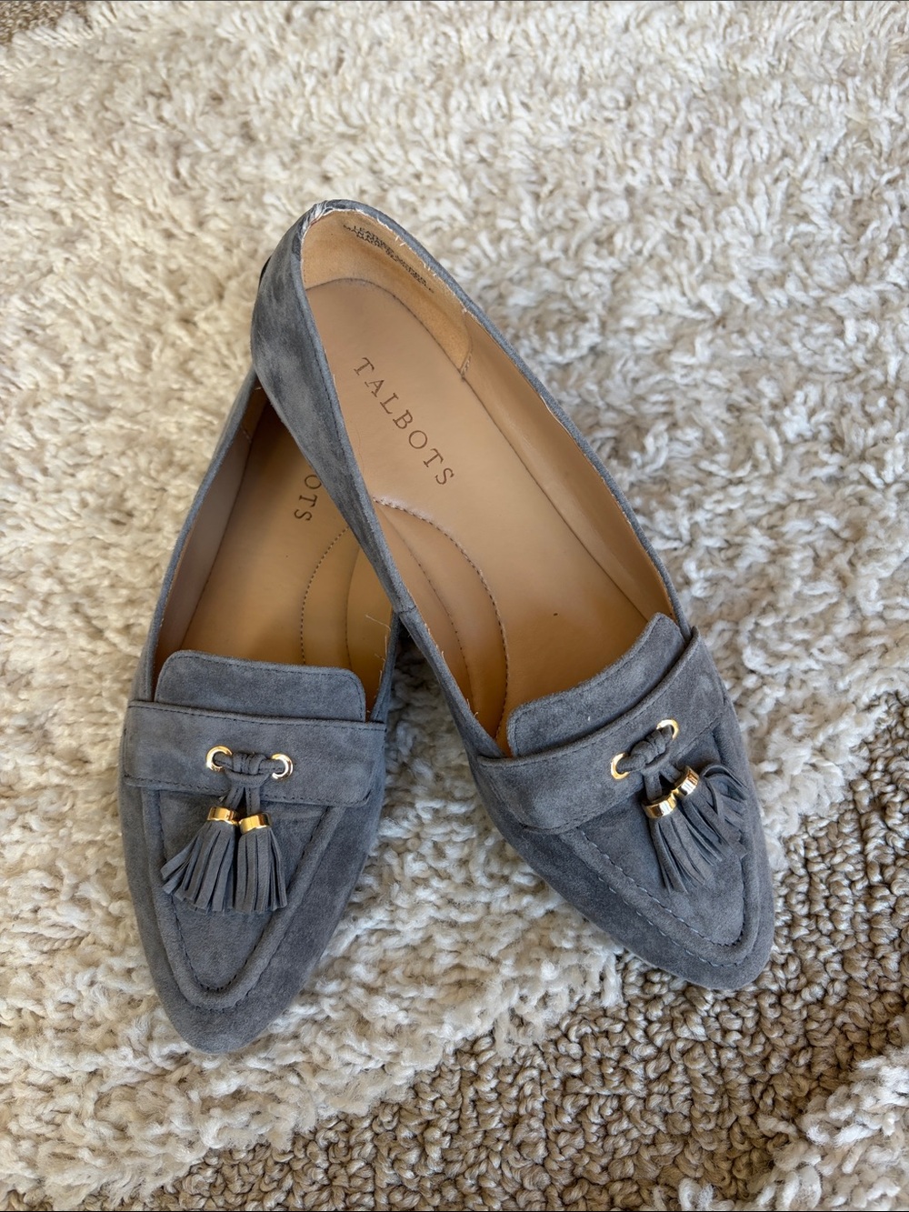 Talbots Gray Suede Tassel Loafers